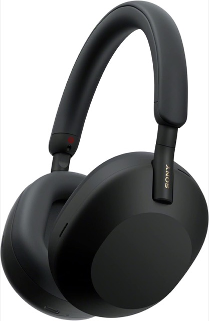 Black Sony WH-1000XM5 wireless headphones